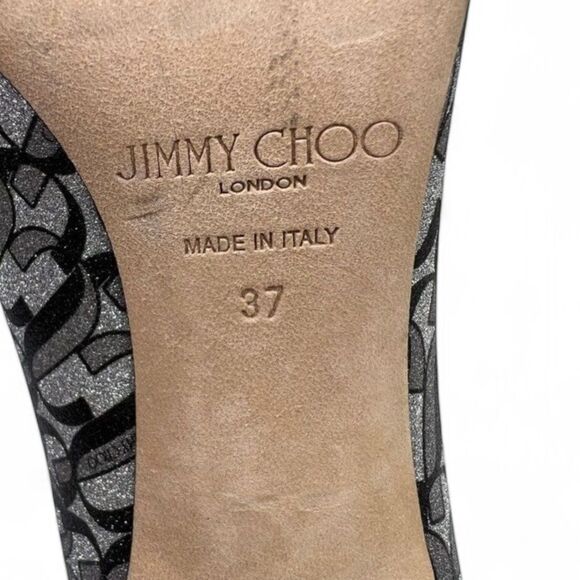 NWOT JIMMY CHOO Marinda 65 Black & Silver Monogram 'JC" Logo Booties Siz… - Picture 11 of 12